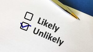 a sheet of paper with likely and unlikely voting options and a check next to unlikely