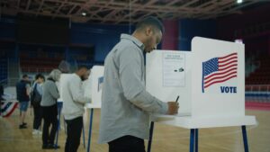 people casting their vote in an election