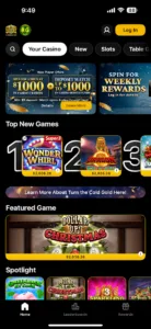 Golden Nugget App Home Screen