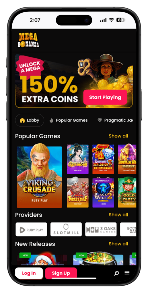 MegaBonanza Mobile Screenshot