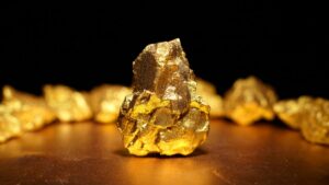a golden nugget centered around other golden nuggets