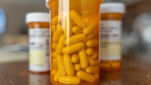 bottles of prescription medications on table