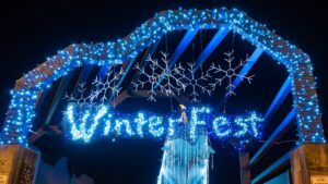 the word winterfest in christmas lights