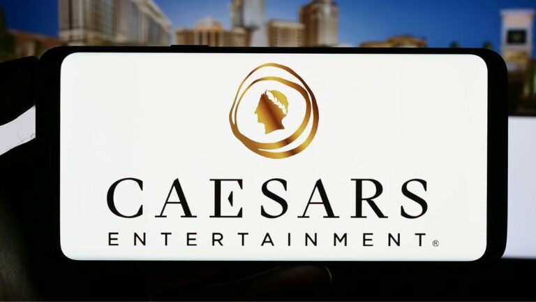the caesars entertainment logo on a mobile phone