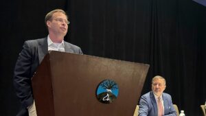 Keith Whyte, NCPG recently departed executive director speaks at Foxwoods Resort Casino in Connecticut in August 2023