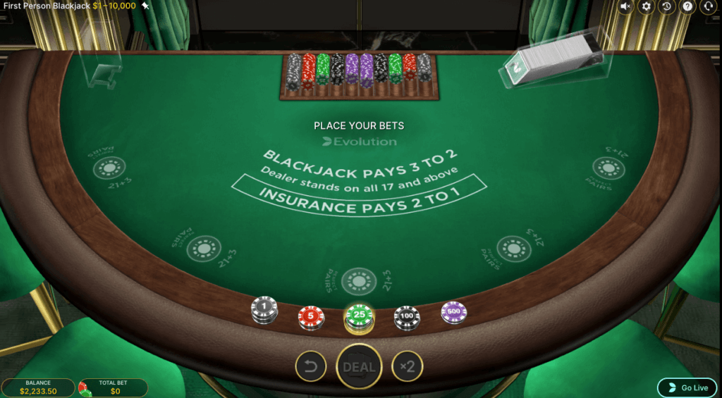First Person Blackjack at BetRivers.net