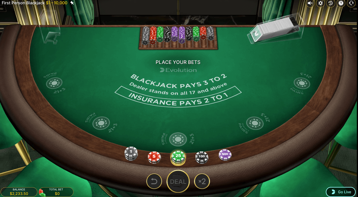 First Person Blackjack at BetRivers.net