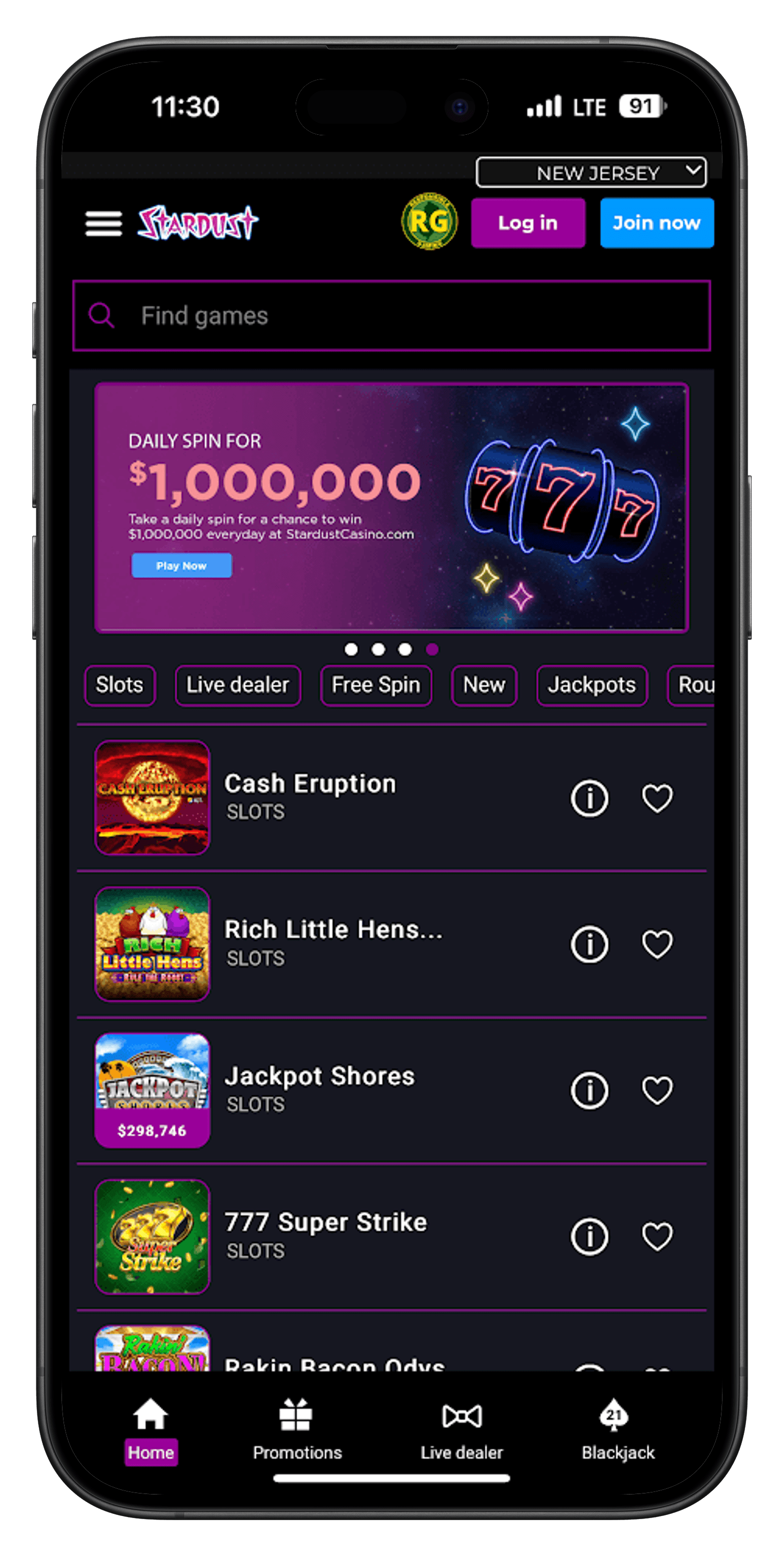Stardust Casino App Screenshot