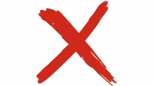 Red grunge 'X' centered on white background