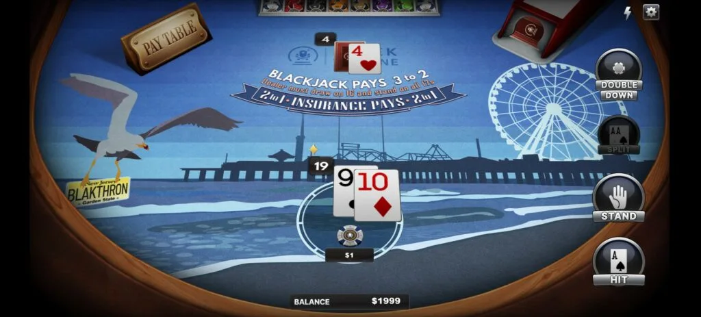 DraftKings Boardwalk Blackjack Screenshot