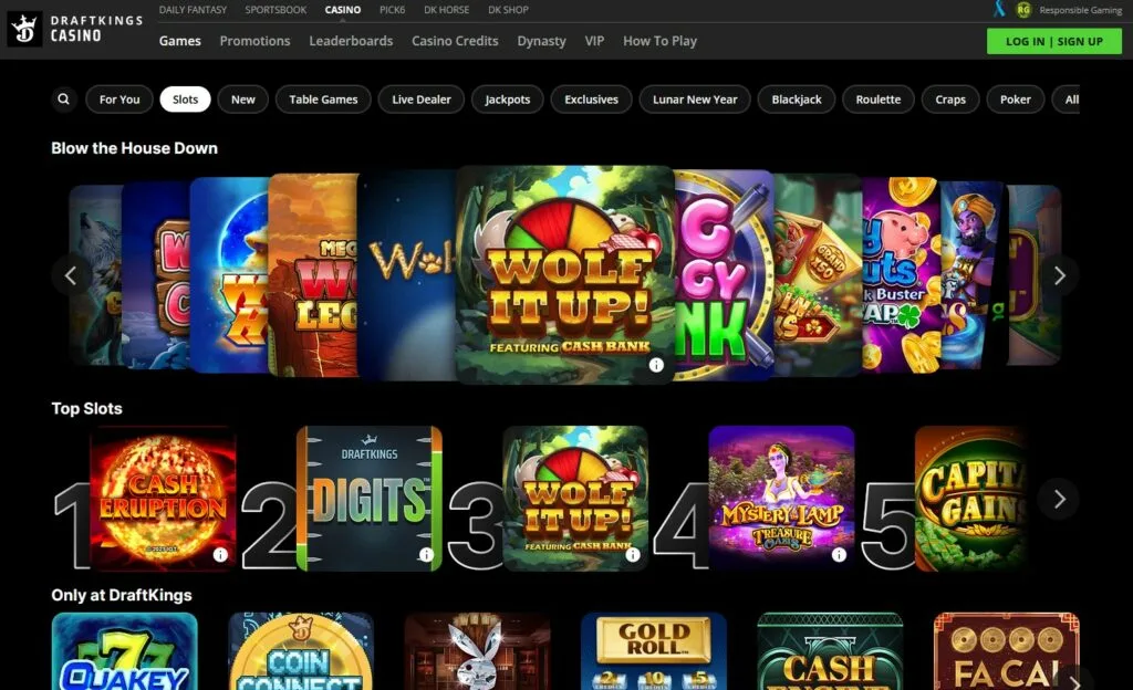 DraftKings Casino Slots Page