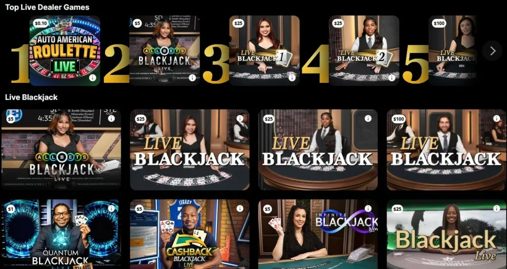 Golden Nugget Casino Live Dealer Games