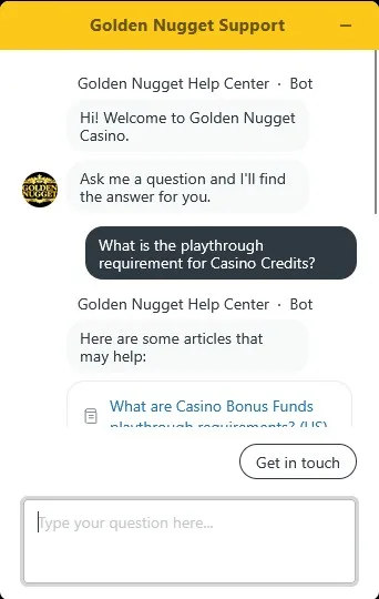 Golden Nugget Chat Bot