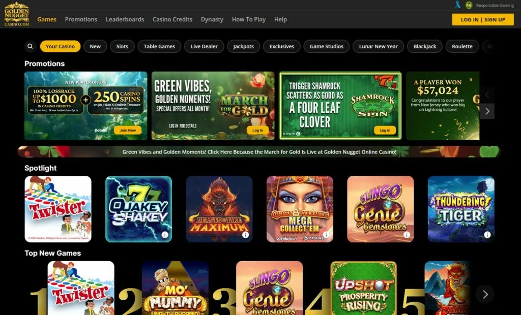 Golden Nugget Online Casino Homepage