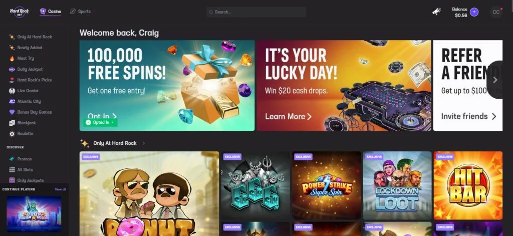 Hard Rock Bet Homepage