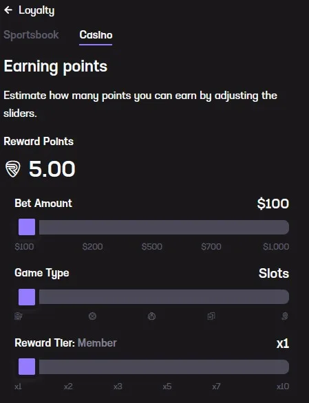 Hard Rock Bet Loyalty Points Calculator