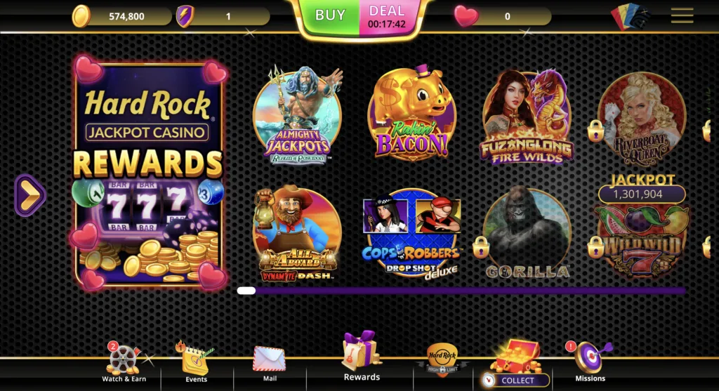 Hard Rock Social Casino Lobby