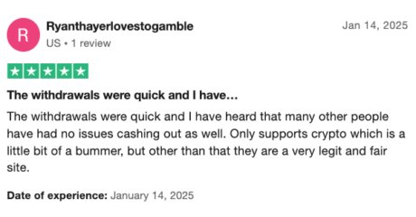 Ryan LuckyBird Trustpilot review