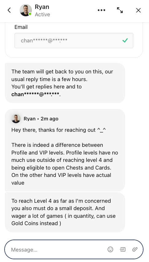 Luckybird chat with customer support