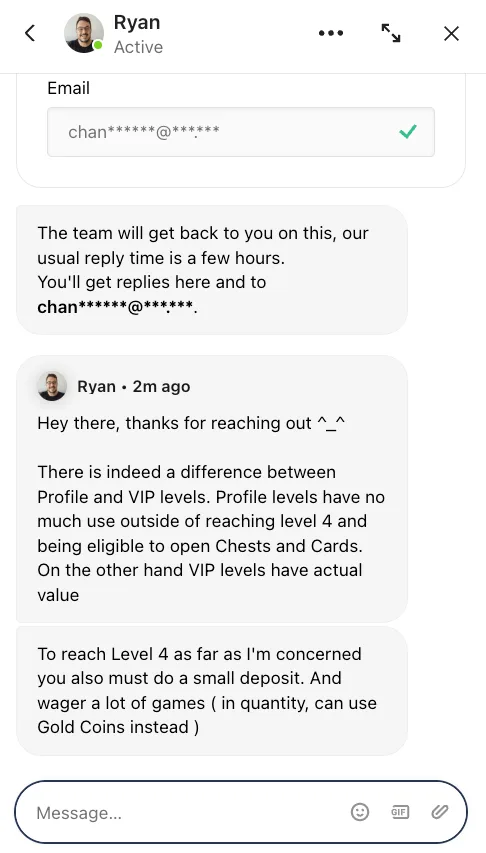 Luckybird chat with customer support
