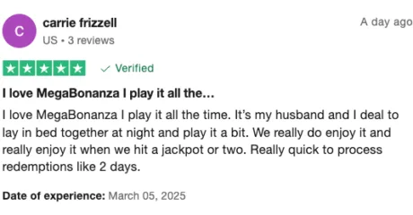 MegaBonanza Trustpilot review
