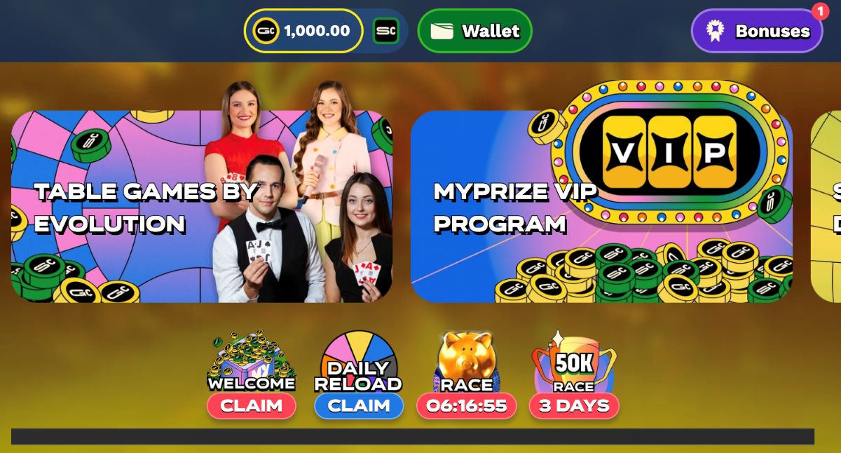 MyPrize.us Social Casino bonuses