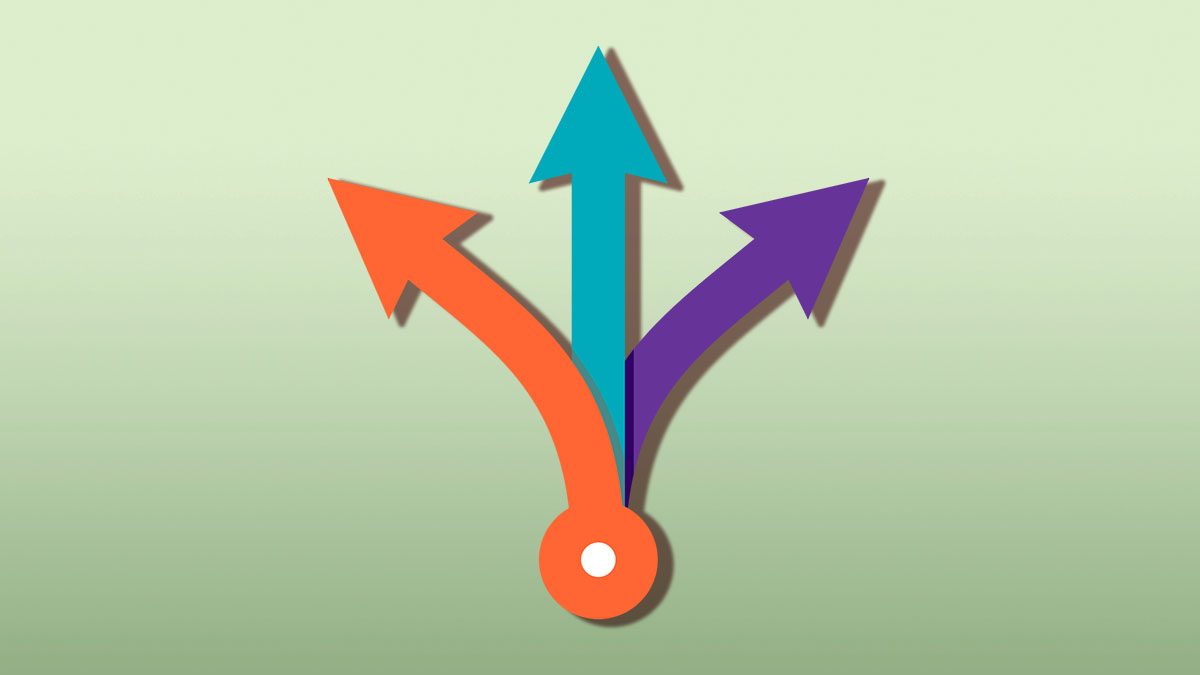 Three Way Diverging Arrow Monopoly Breakup Division Concept Vector Graphic