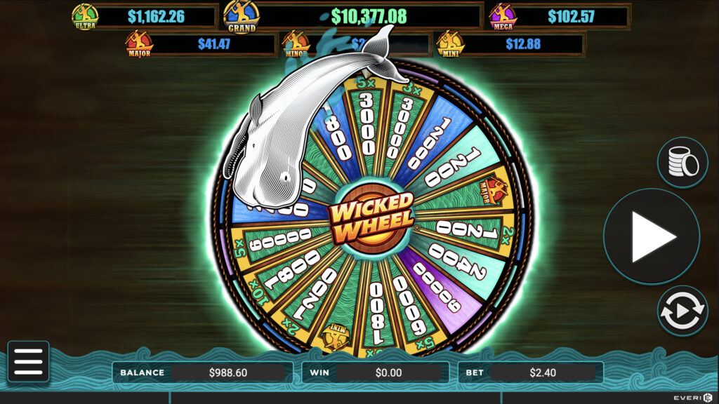 Wicked Wheel Moby Dick Everi Slot Wheel Spin Bonus Feature Screenshot