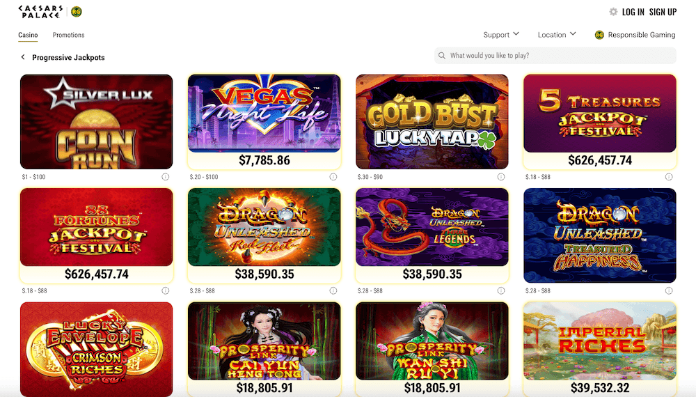 Caesars Palace Online Casino progressive jackpot slots