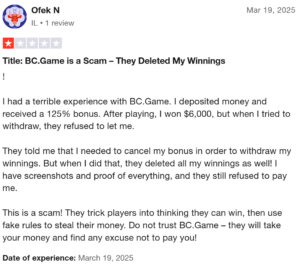 BC.GAME Ofek review
