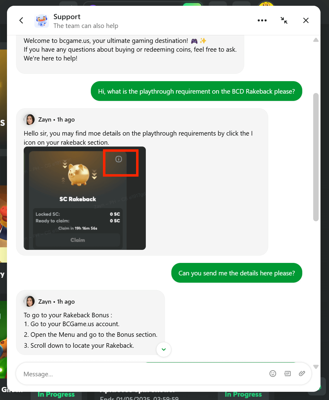 BC.GAME customer support