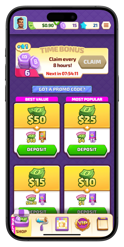 Big Cash Bingo Shop Page