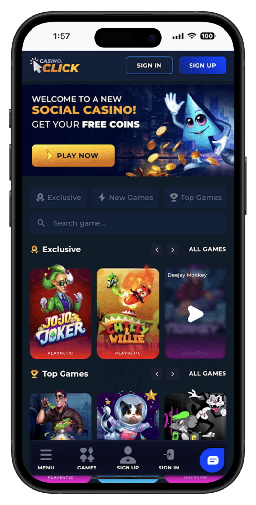 Casino Click Mobile Screenshot