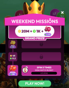 Crown Coins Pops Weekend Missions