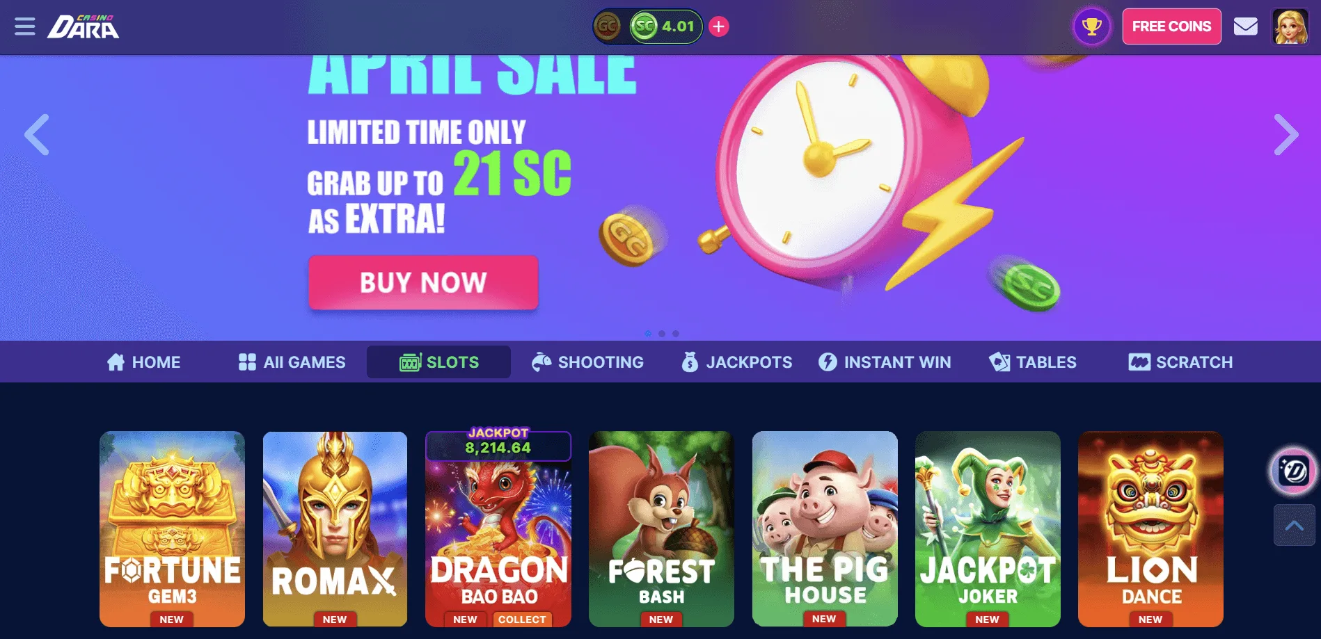 Dara casino Game Selection