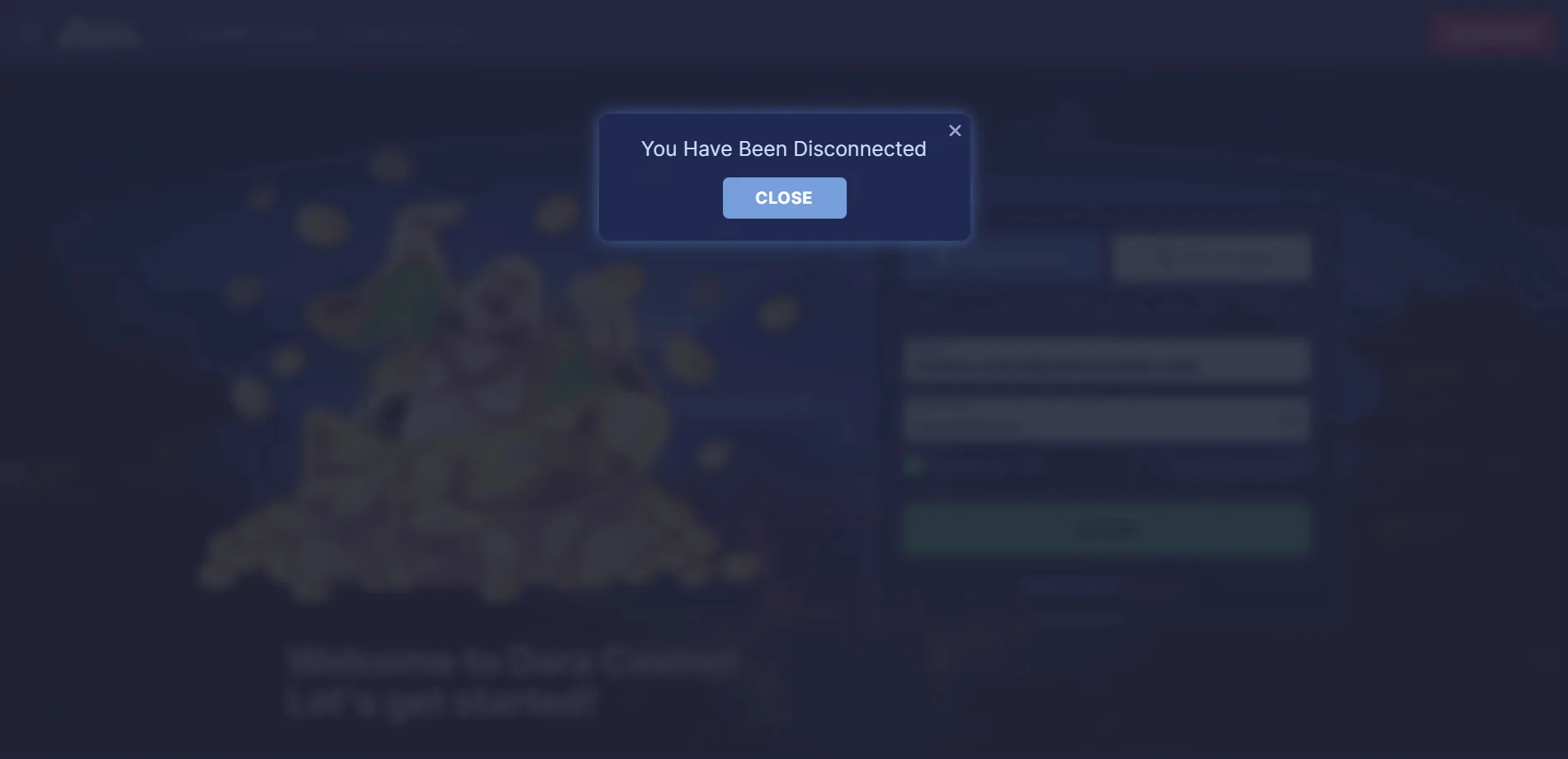 Dara casino Promo Code Offer error