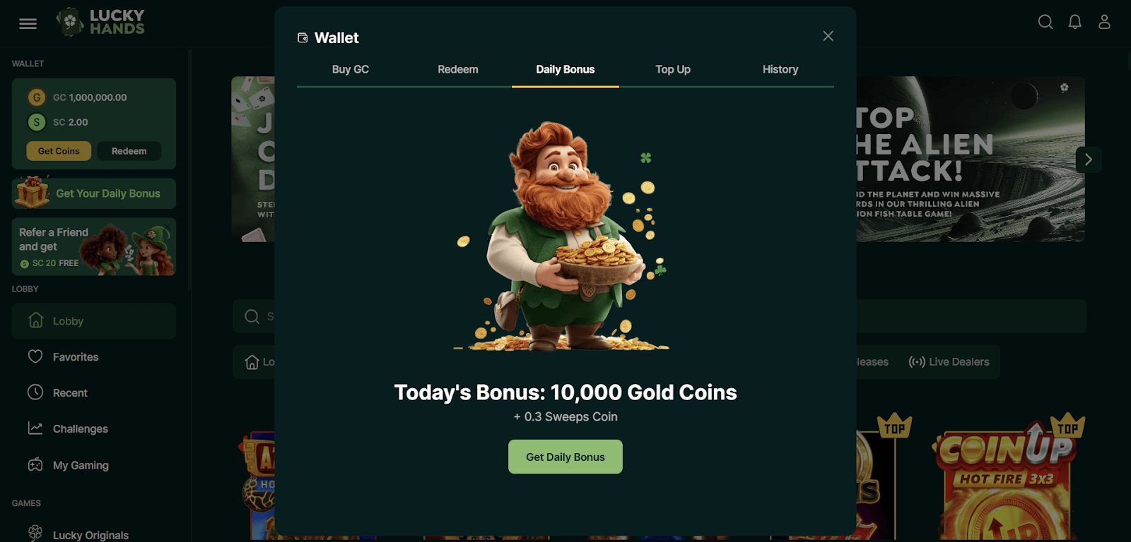 Lucky Hands Coin Purchase Process