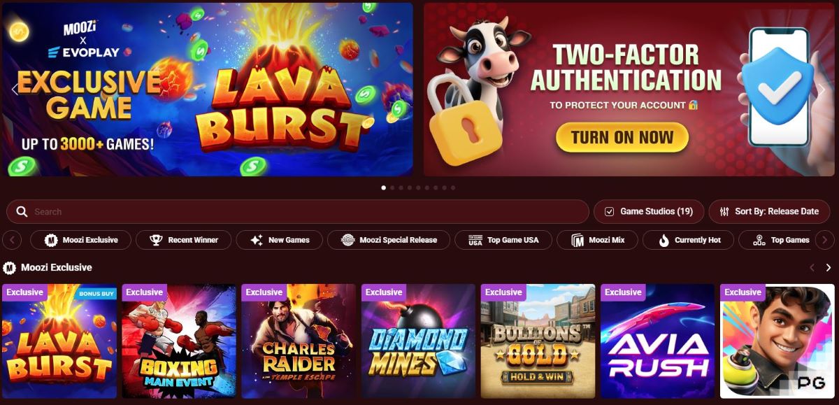 Moozi Casino Main Page