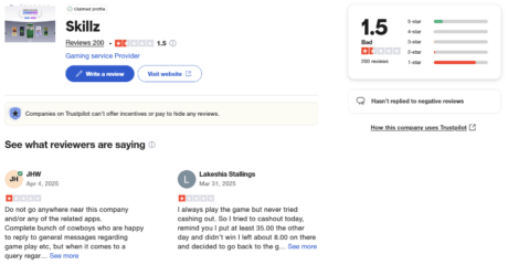 Skillz user reviews