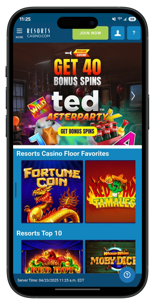 Resorts Casino App Homepage