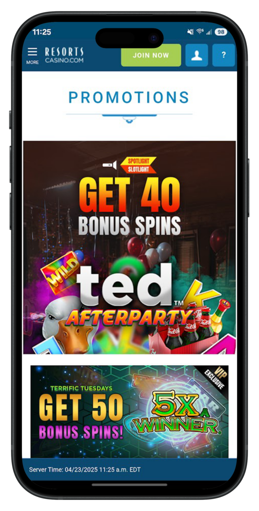 Resorts Casino App Promotions Page