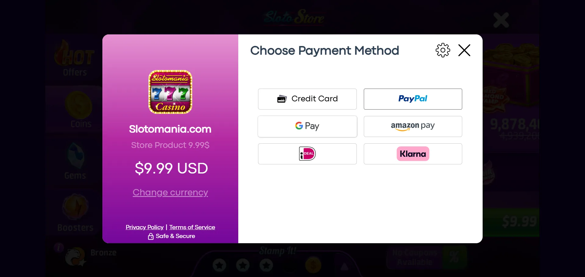 Slotomania payment method