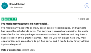 SpinPals Trustpilot review 1