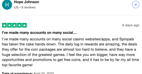 SpinPals Trustpilot review 1
