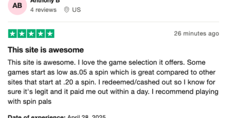 SpinPals Trustpilot review 2