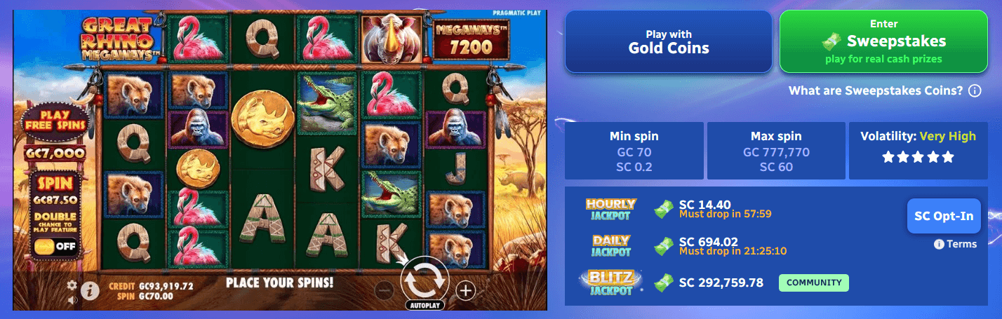 Spinblitz Great Rhino Megaways