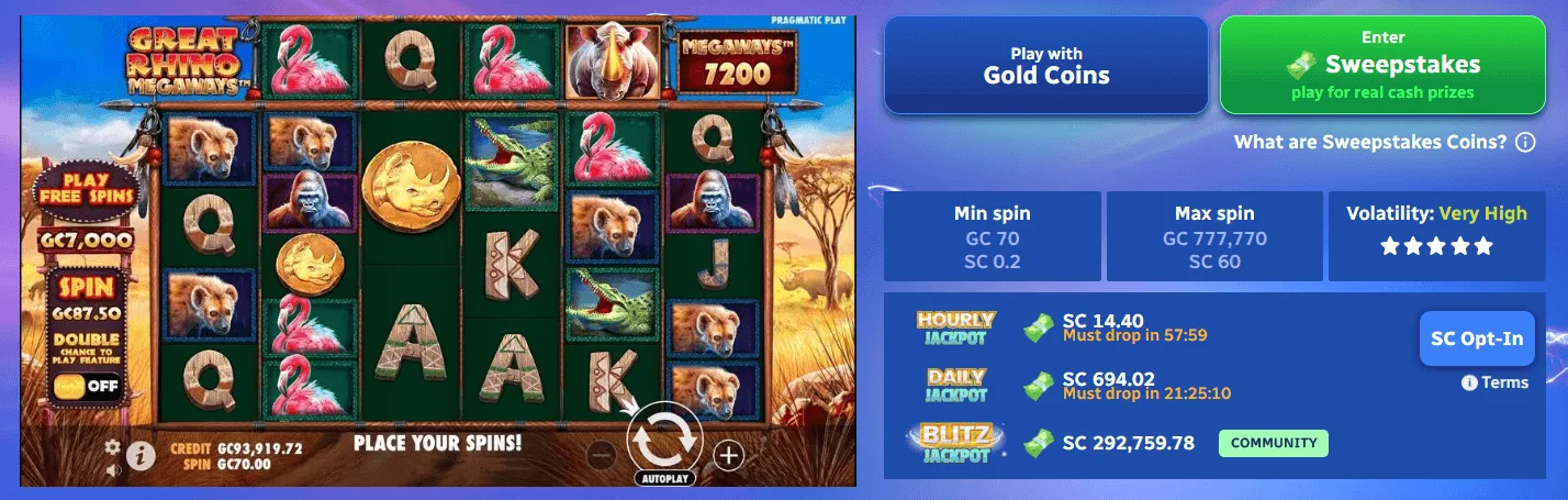 Spinblitz Great Rhino Megaways