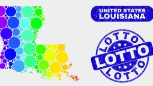a color map of louisiana next to lottery symbols
