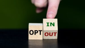 a finger pushing a block that reads in and out to a new position next to a block that reads opt