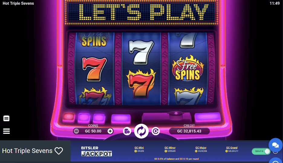 Bitsler Hot Triple 7s Slot Game